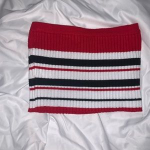 THICK RIBBED STRIPED TUBE TOP